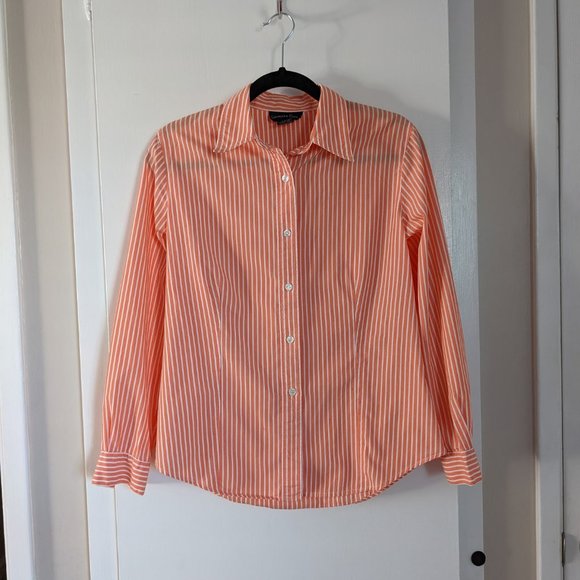 Charter Club Orange Striped Button Down Shirt - Picture 6 of 7